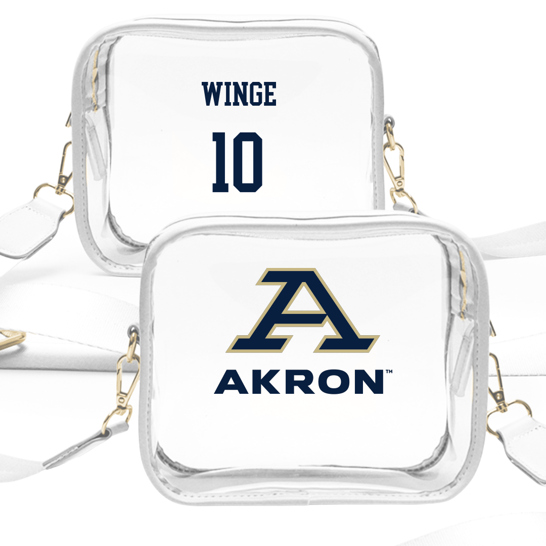 University of Akron Baseball White Clear Stadium Bag - #10 Ben Winge