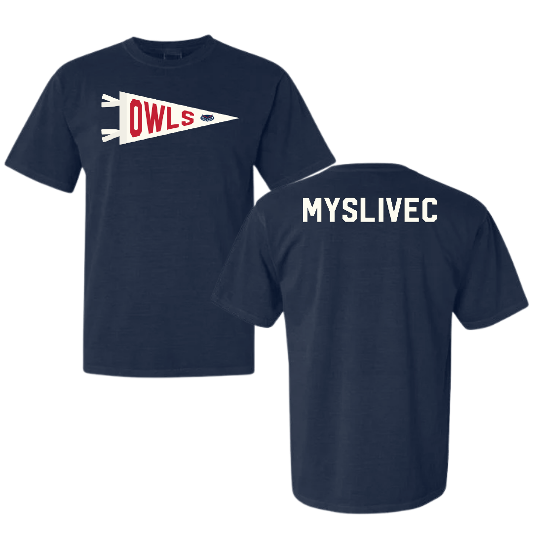 Florida Atlantic University Tennis Navy Pennant Comfort Colors Tee - Simon Myslivec