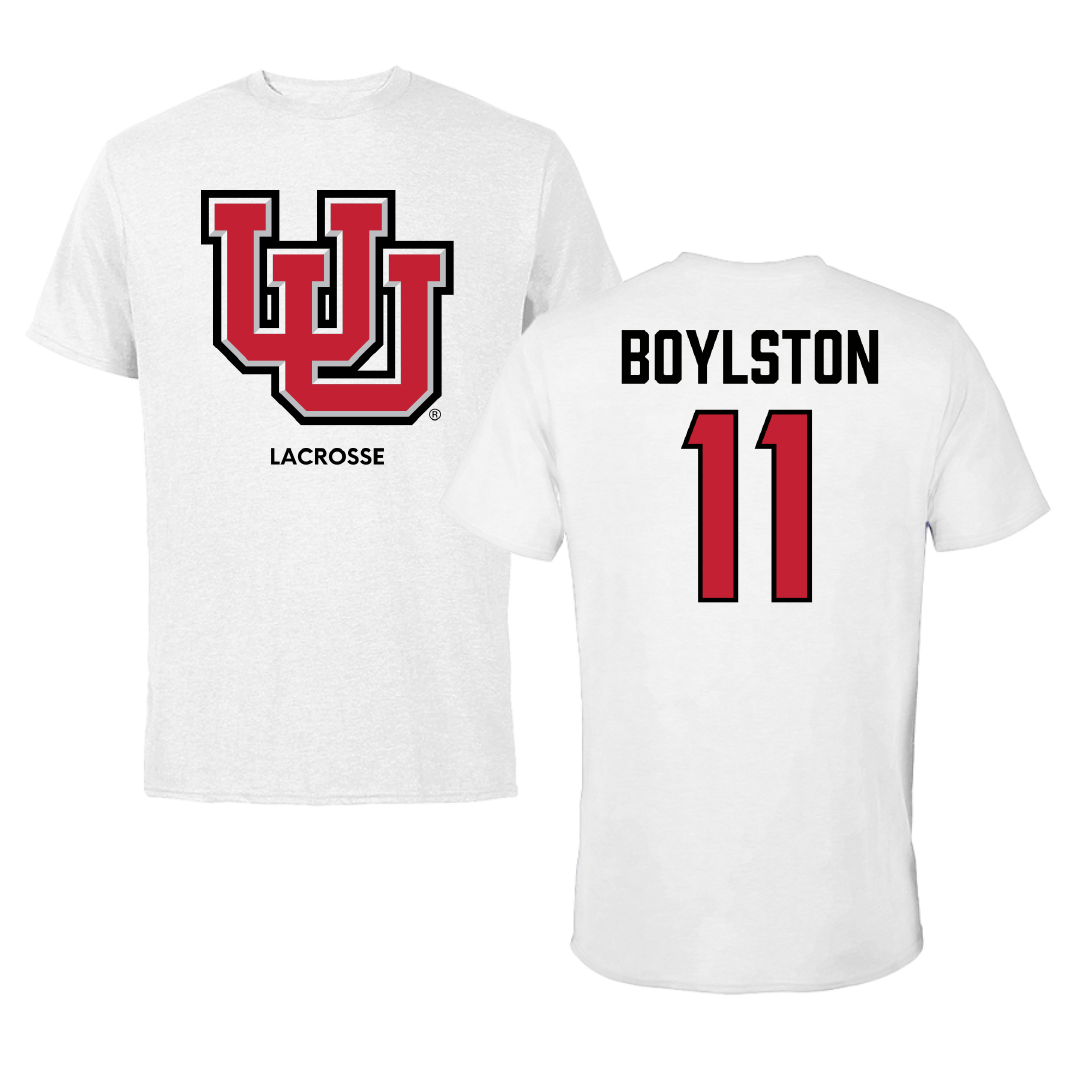 University of Utah Lacrosse (M) White Performance Tee - #11 Joey Boylston