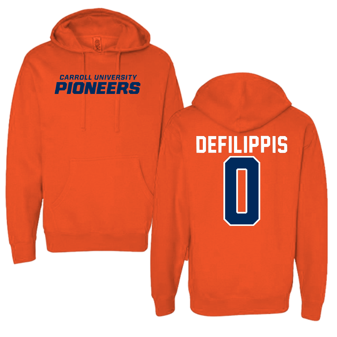 Carroll University Lacrosse Orange Hoodie - #0 Anthony Defilippis