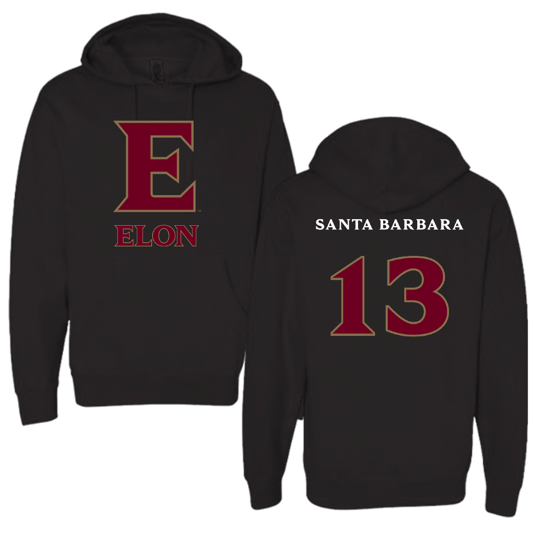 Elon University Lacrosse Black Hoodie - #13 MJ Santa Barbara