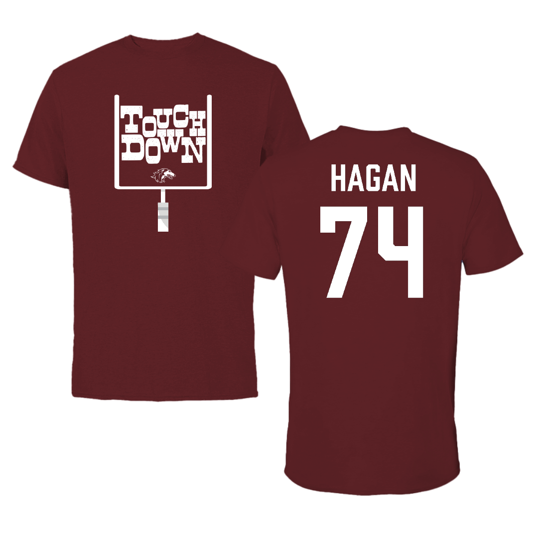 Southern Illinois University at Carbondale Football Maroon Touchdown Tee - #74 Harris Hagan