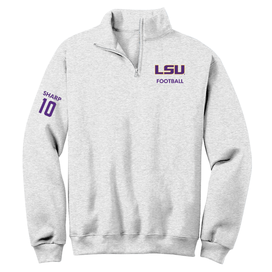 Louisiana State University Football Light Gray Quarter-Zip - #10 Bauer Sharp