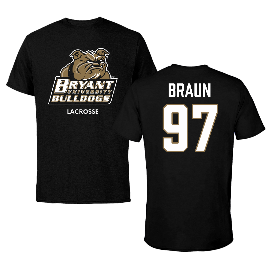 Bryant University Lacrosse (M) Black Performance Tee - #97 Cole Braun