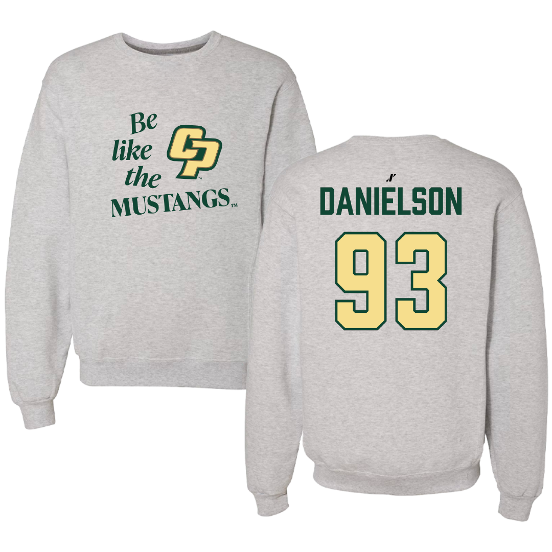 Cal Poly Football Light Gray Be Like Us Crewneck - #93 Manaalii Danielson