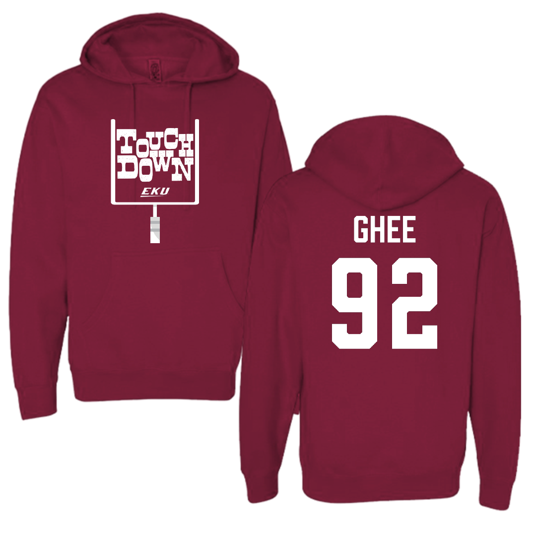 Eastern Kentucky University Football Maroon Touchdown Hoodie - #92 Simon Ghee