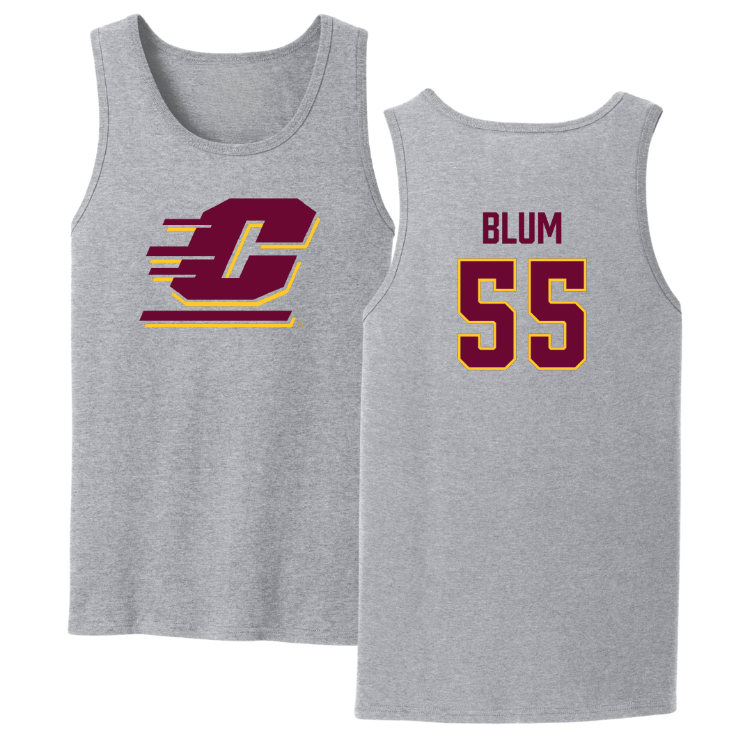 Central Michigan University Football Sport Gray Tank Top - #55 Ryan Blum