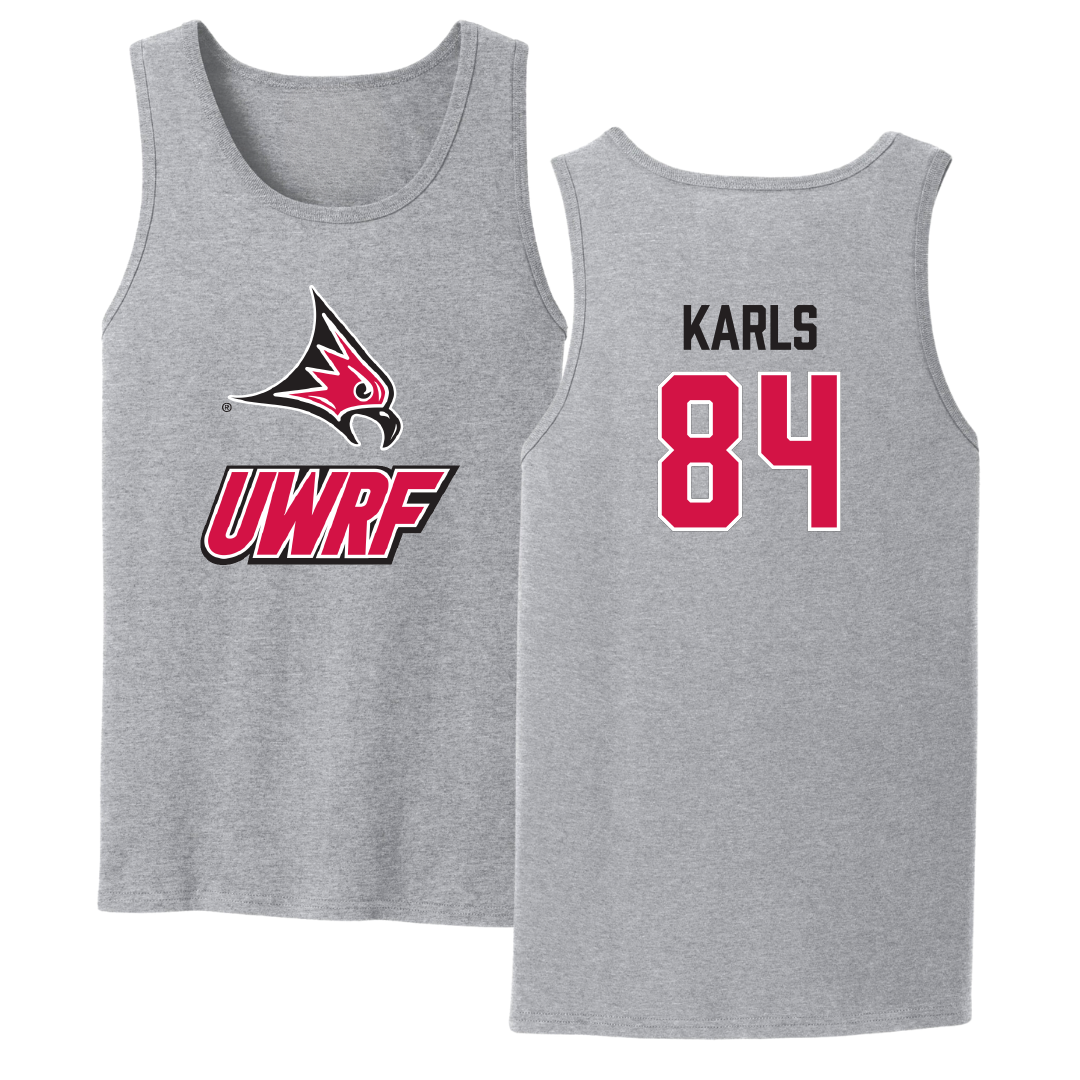 University of Wisconsin-River Falls Football Sport Gray Tank Top - #84 Andrew Karls