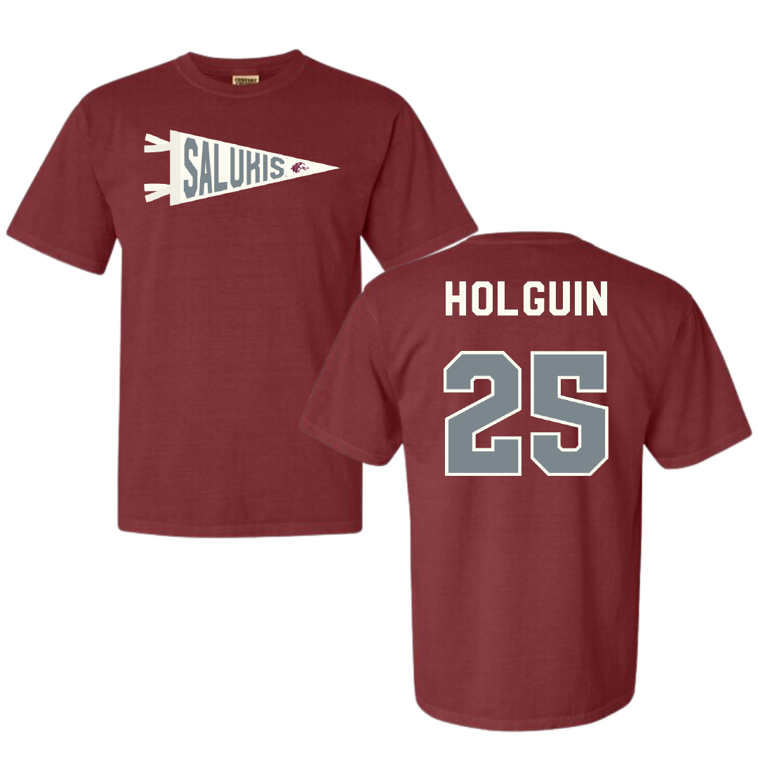 Southern Illinois University at Carbondale Baseball Maroon Pennant Comfort Colors Tee - #25 Al Holguin