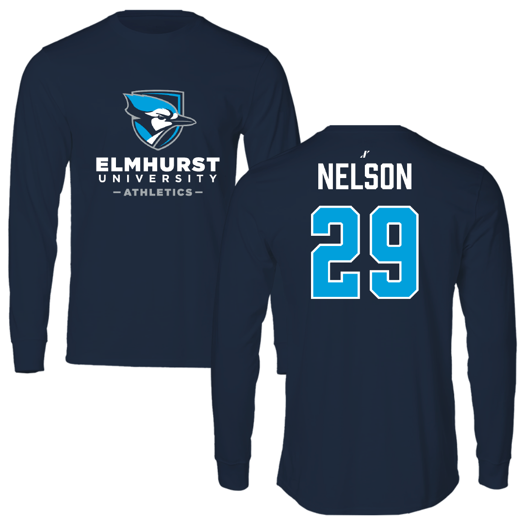 Elmhurst University Baseball Navy Performance Long Sleeve - #29 Aidan Nelson