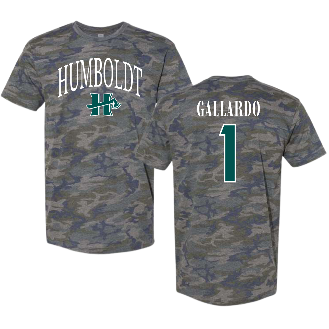 Cal Poly Humboldt Soccer Vintage Camo Tee - #1 Adrian Gallardo