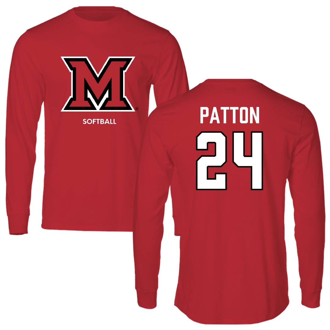 Miami University (Ohio) Softball Red Long Sleeve - #24 Madie Patton