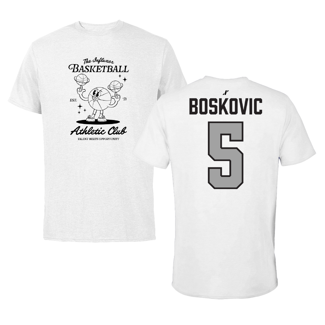 Basketball White Influxer Athletic Club Tee - #5 Mihailo Boskovic