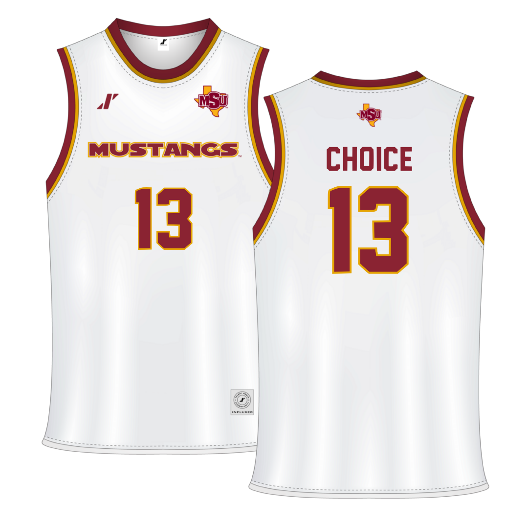 Midwestern State University White Basketball Jersey - #13 Da'Lonna Choice