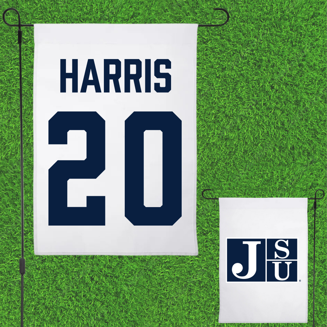 Jackson State University Baseball White Garden Flag - #20 Shemar Harris