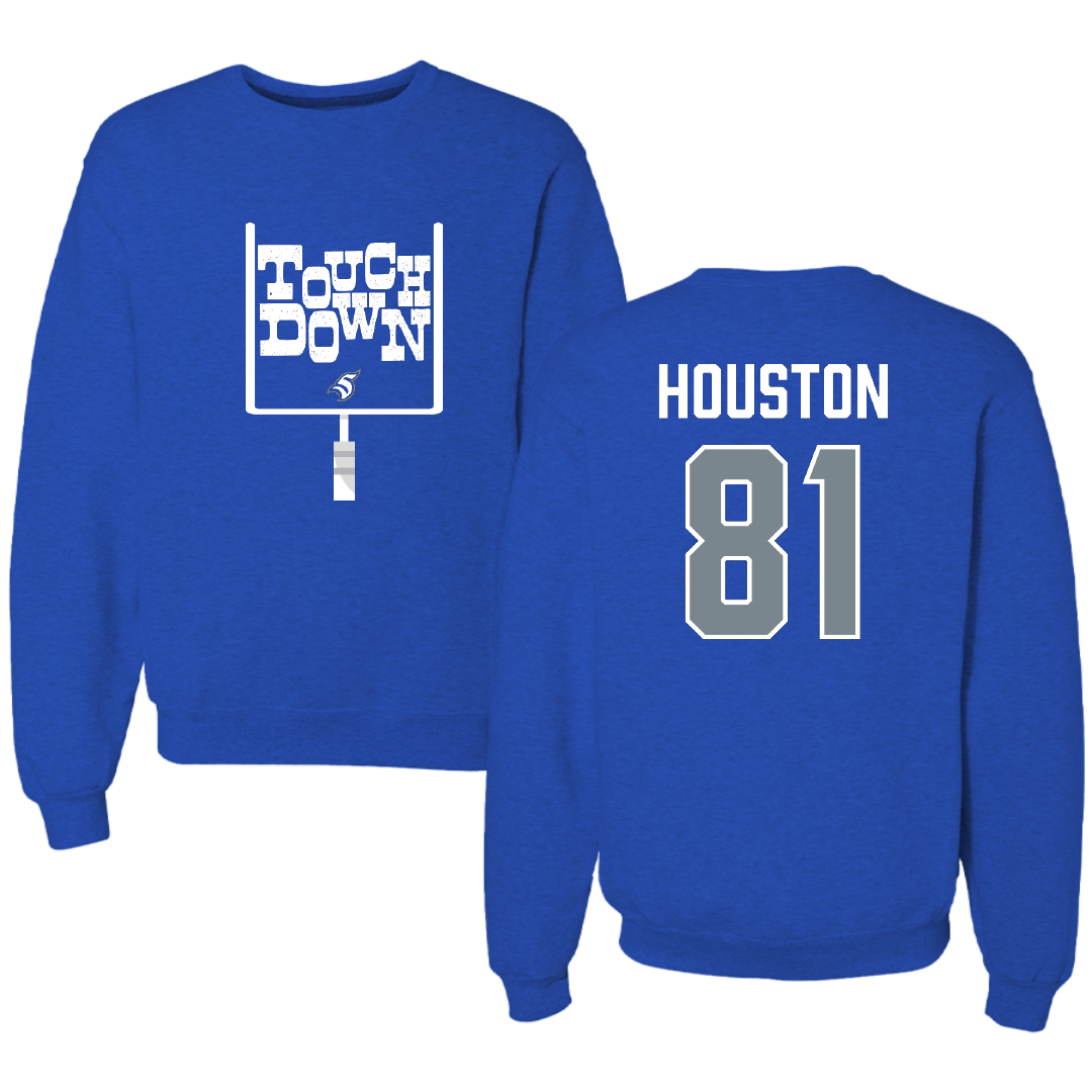 Thomas More University Football Blue Touchdown Crewneck - #81 Jordan Houston