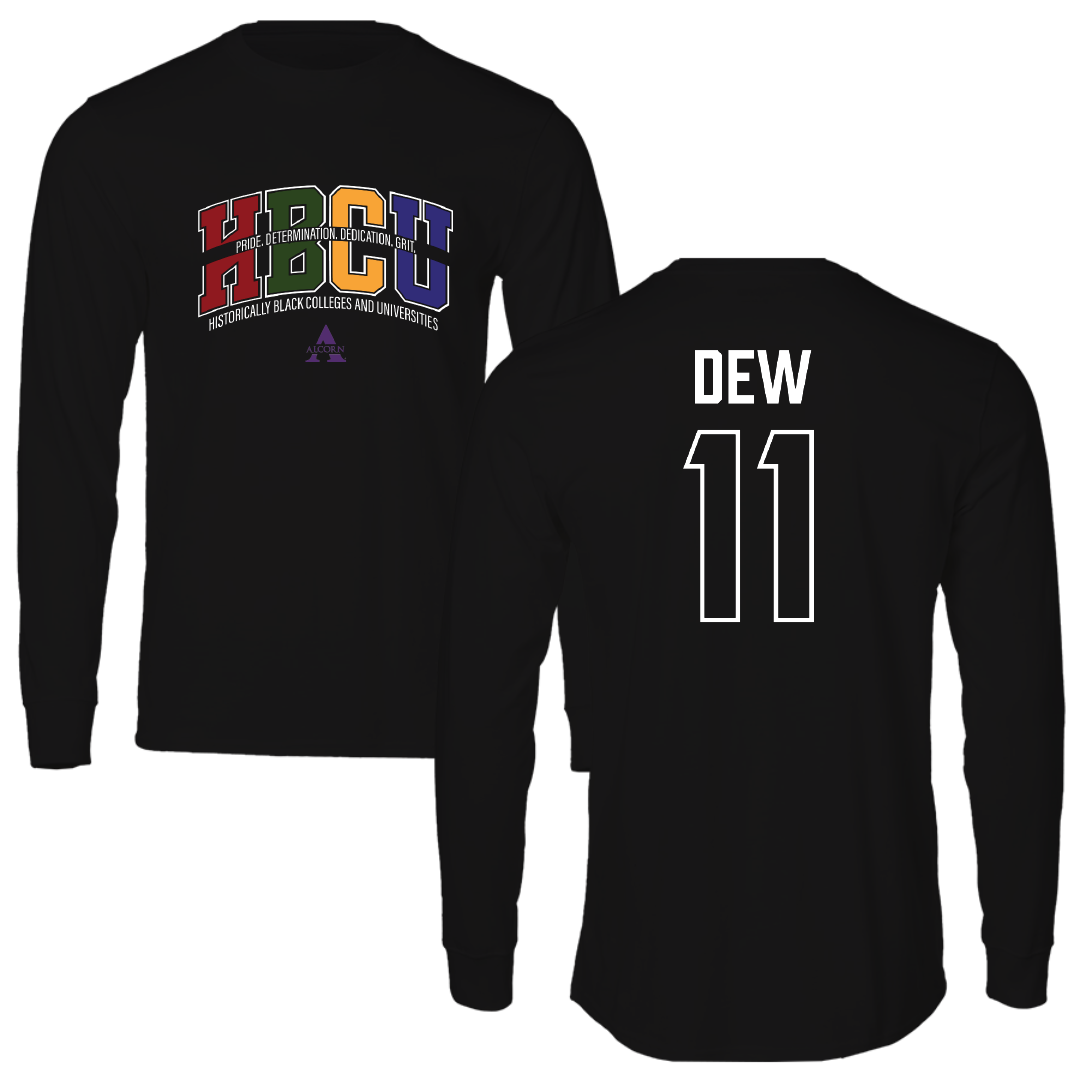 Alcorn State University Football Black HBCU Long Sleeve - #11 Jaquez Dew