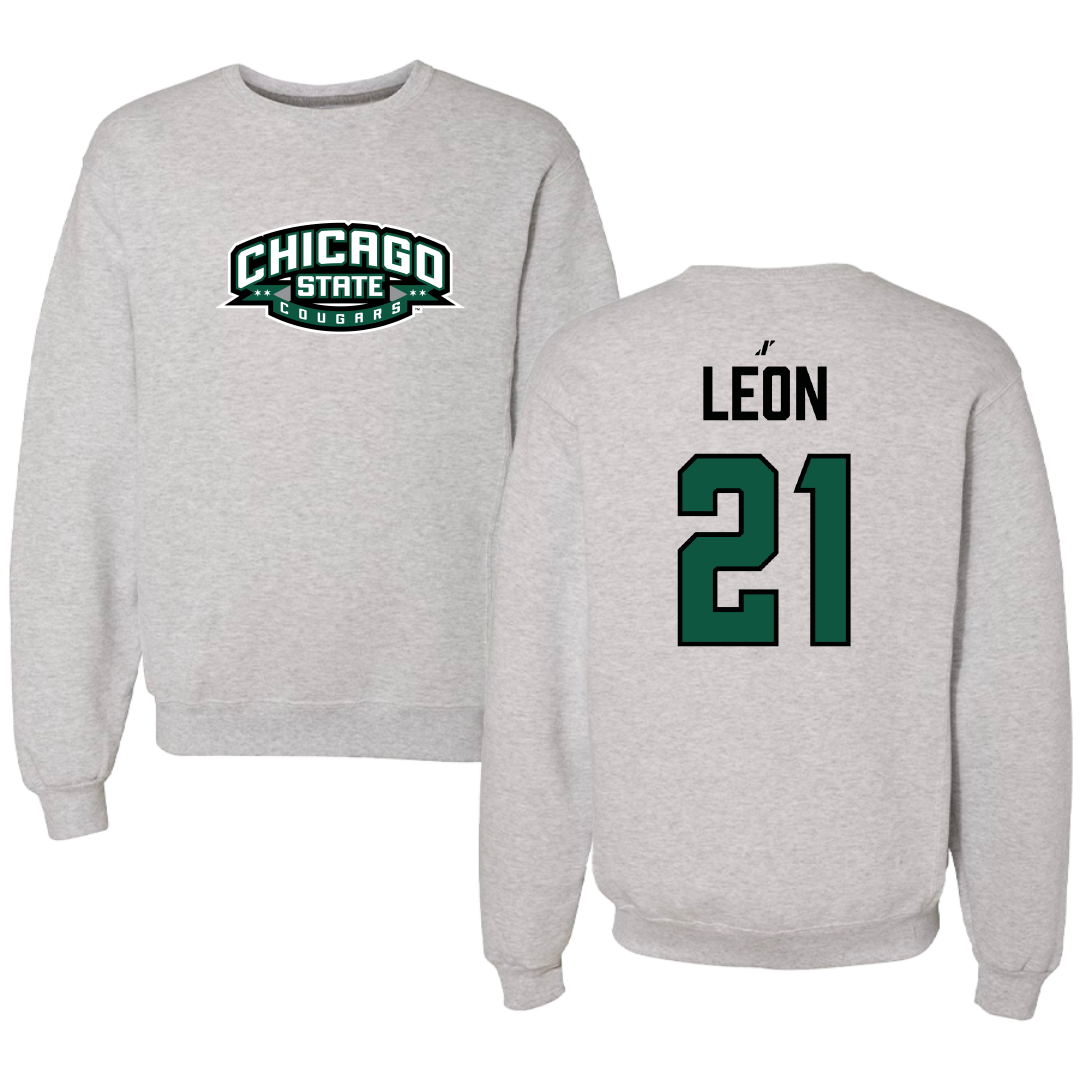 Chicago State University Soccer Light Gray Crewneck - #21 Jorge Leon