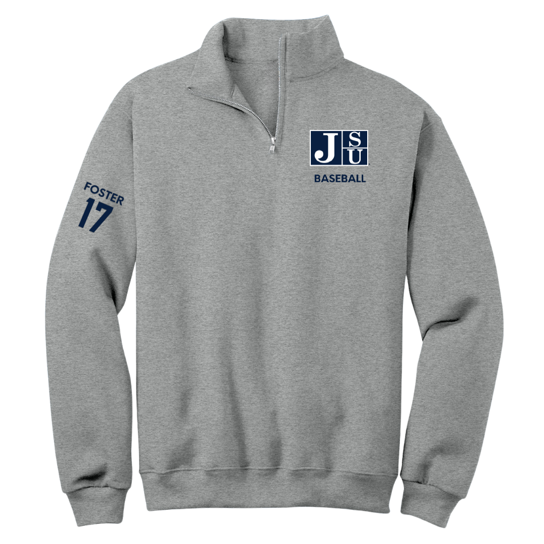 Jackson State University Baseball Sport Gray Quarter-Zip - #17 Carson Foster