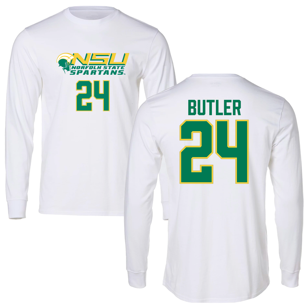 Norfolk State University Football White Long Sleeve - #24 Chris Butler