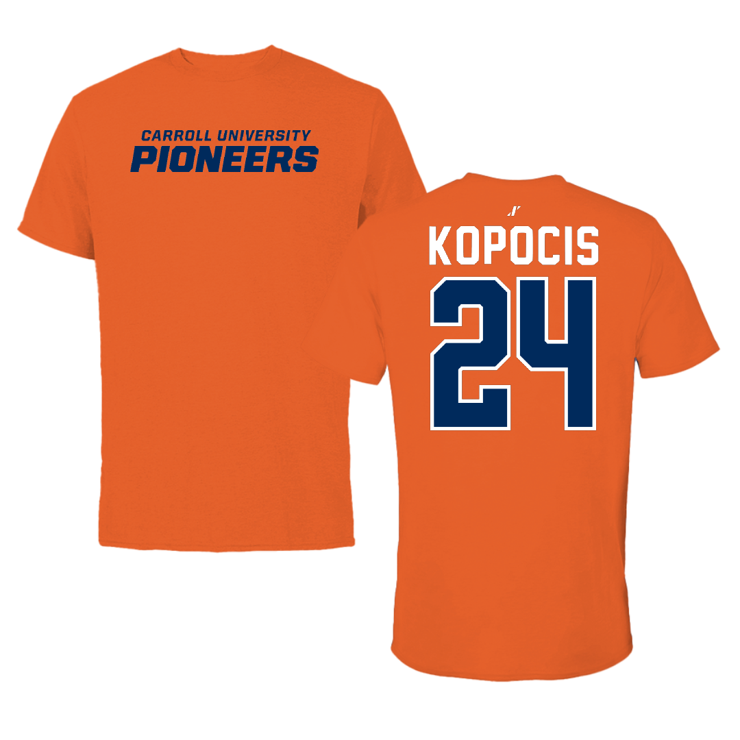 Carroll University Lacrosse Orange Tee - #24 Jake Kopocis