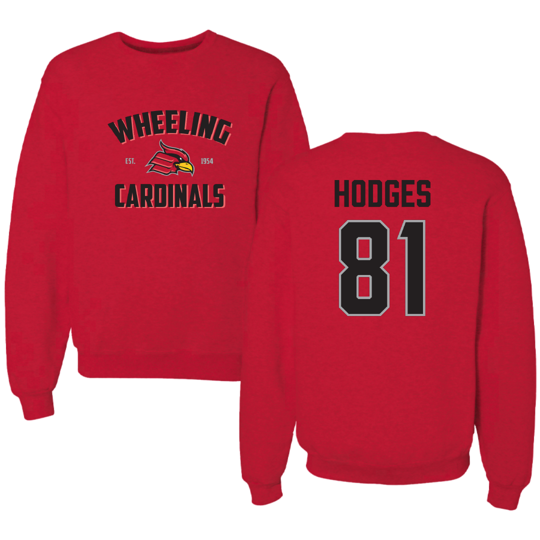 Wheeling University Football Red General Crewneck - #81 Amari Hodges