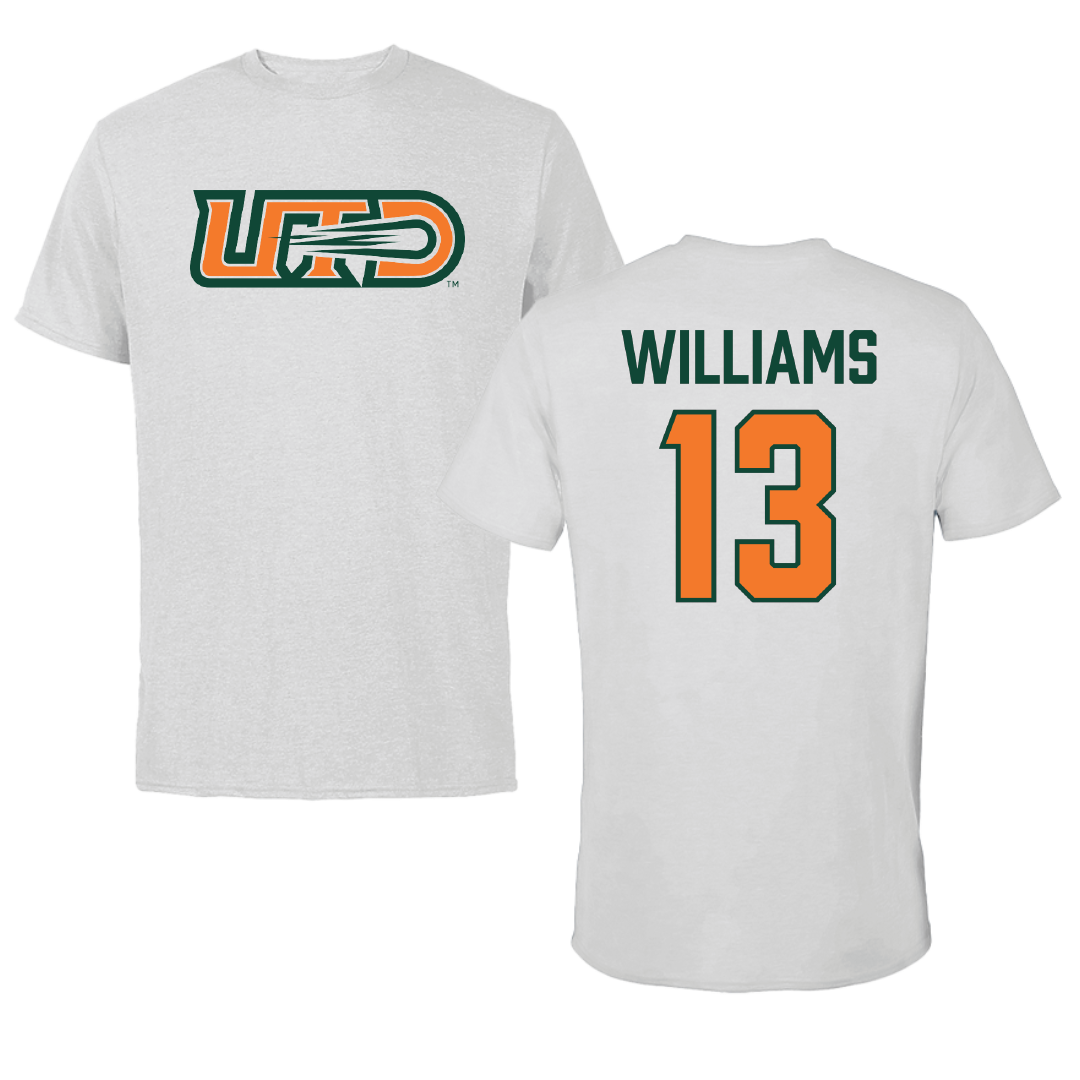 University of Texas at Dallas Basketball (M) Light Gray Performance Tee - #13 KJ Williams