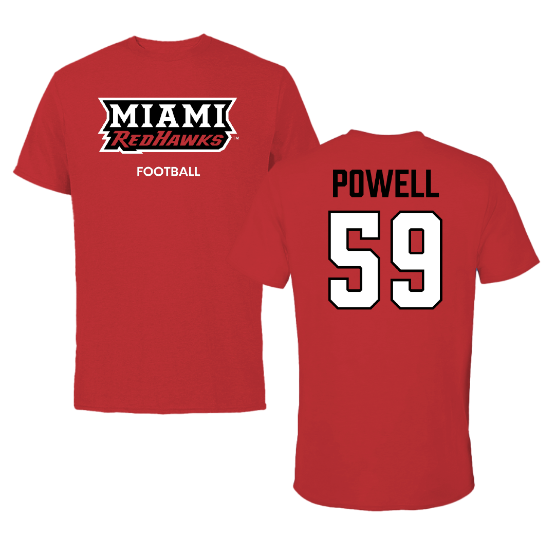 Miami University (Ohio) Football Red Performance Tee - #59 Hudson Powell
