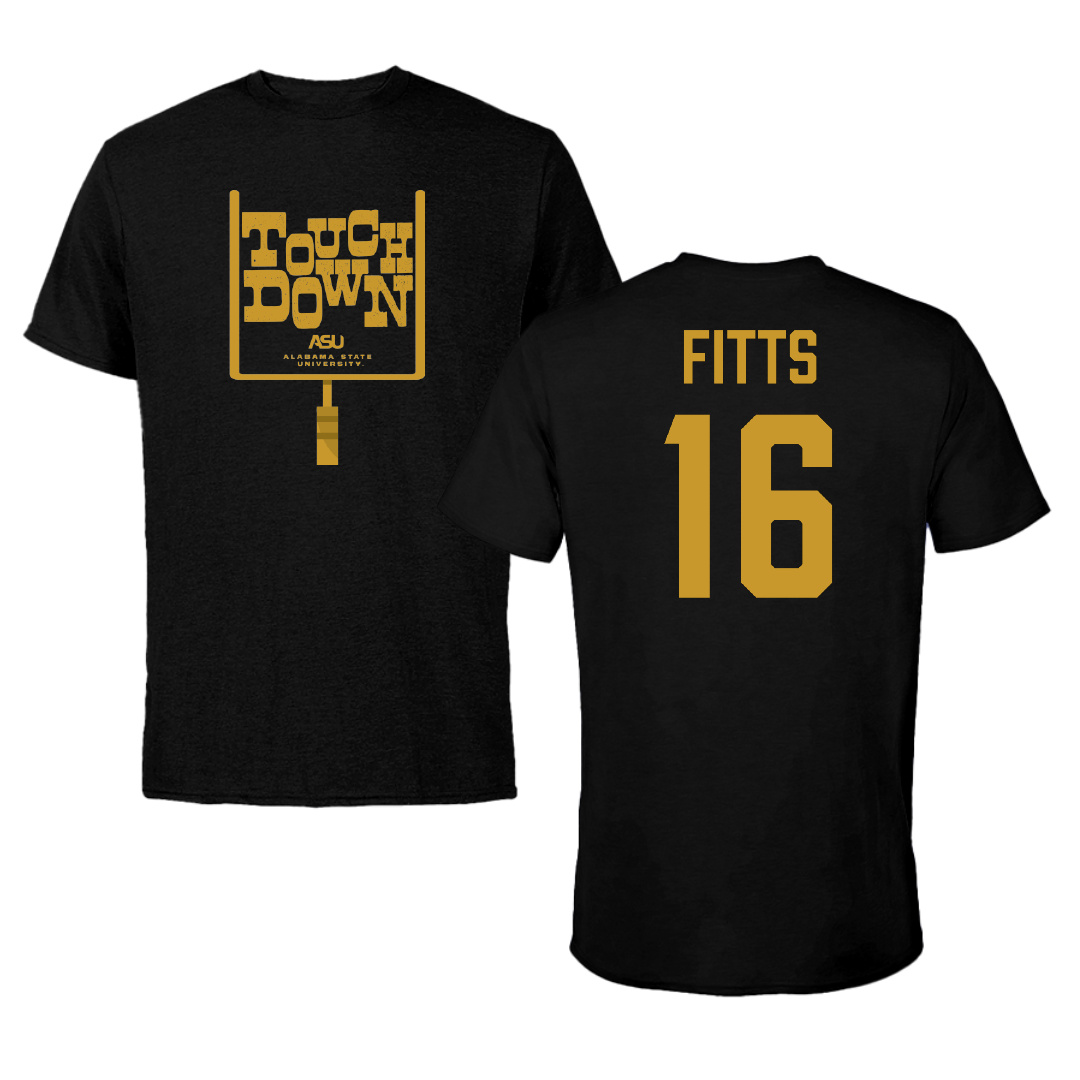 Alabama State University Football Black Touchdown Tee - #16 Adrian Fitts