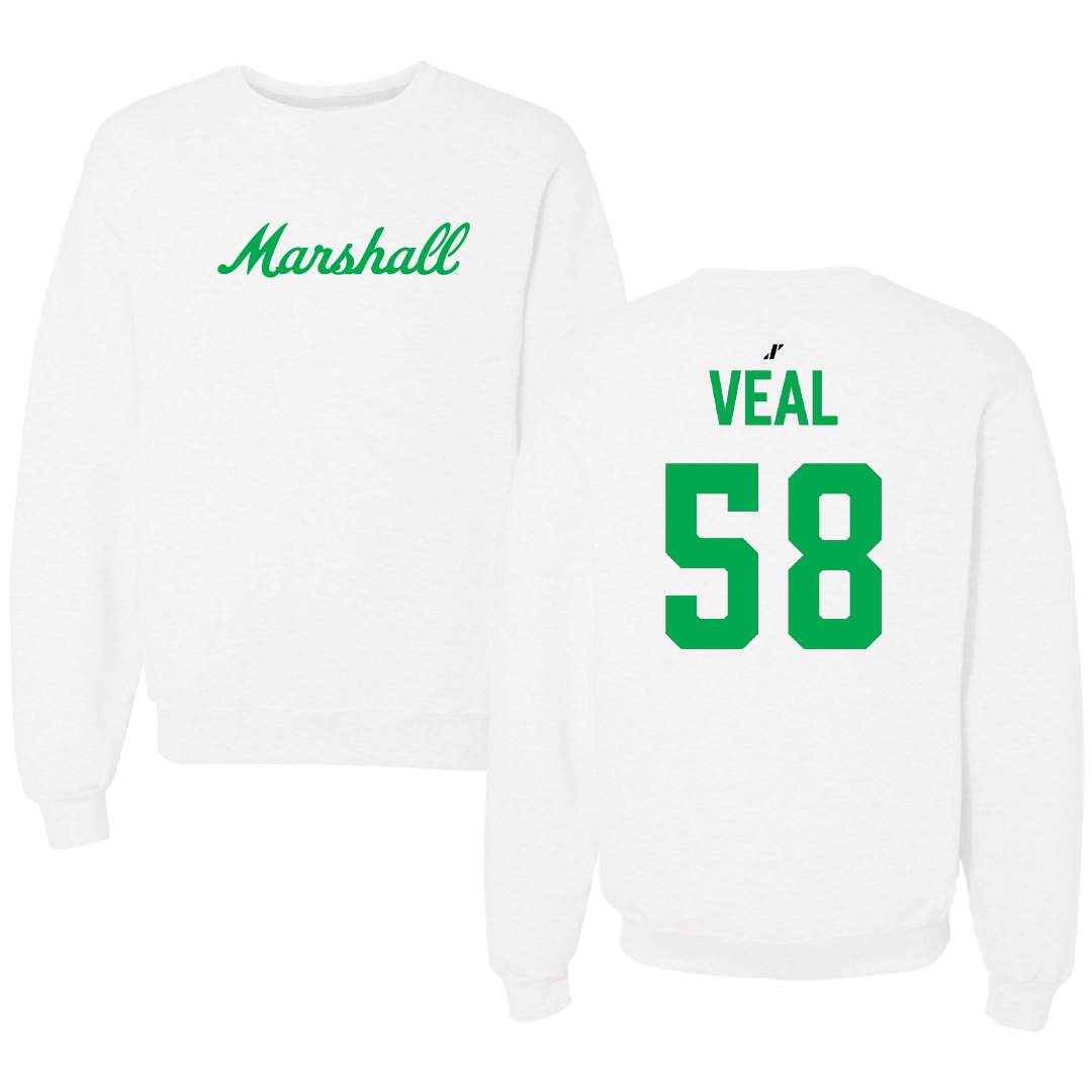 Marshall University Softball White Crewneck - #58 Maddie Veal