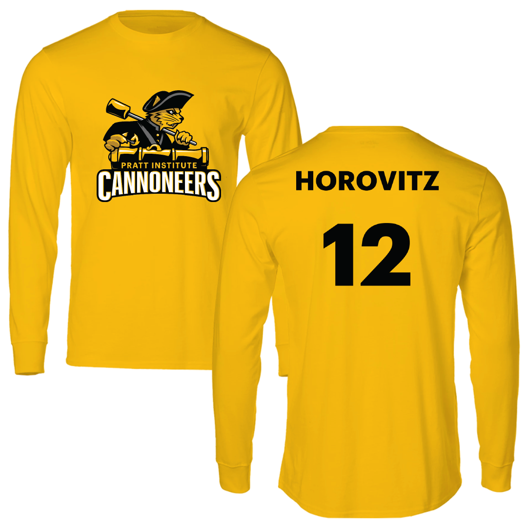 Pratt Institute Basketball (M) Gold Performance Long Sleeve - #12 Nathaniel Horovitz