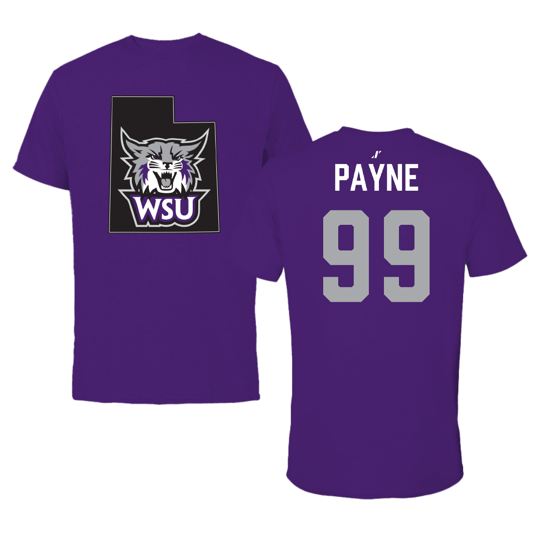 Weber State University Football Purple State Tee - #99 Easton Payne