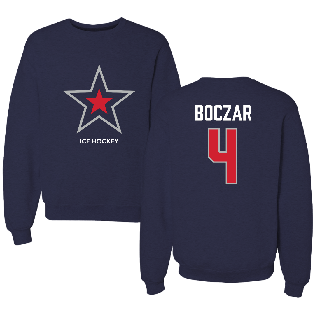 Robert Morris University Ice Hockey (M) Navy Mascot Crewneck - #4 Matt Boczar