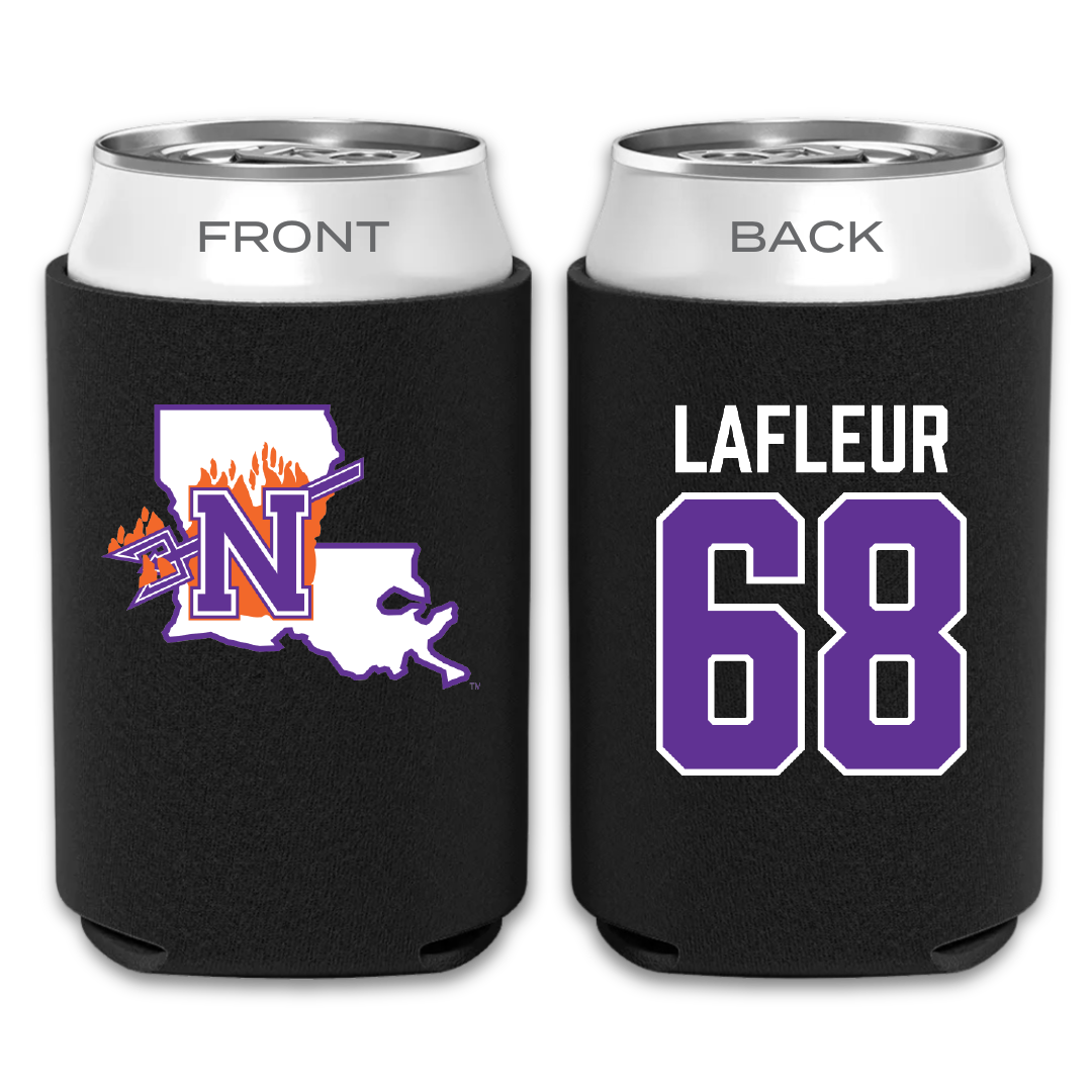 Northwestern State University Football Black Can Cooler - #68 Cole LaFleur