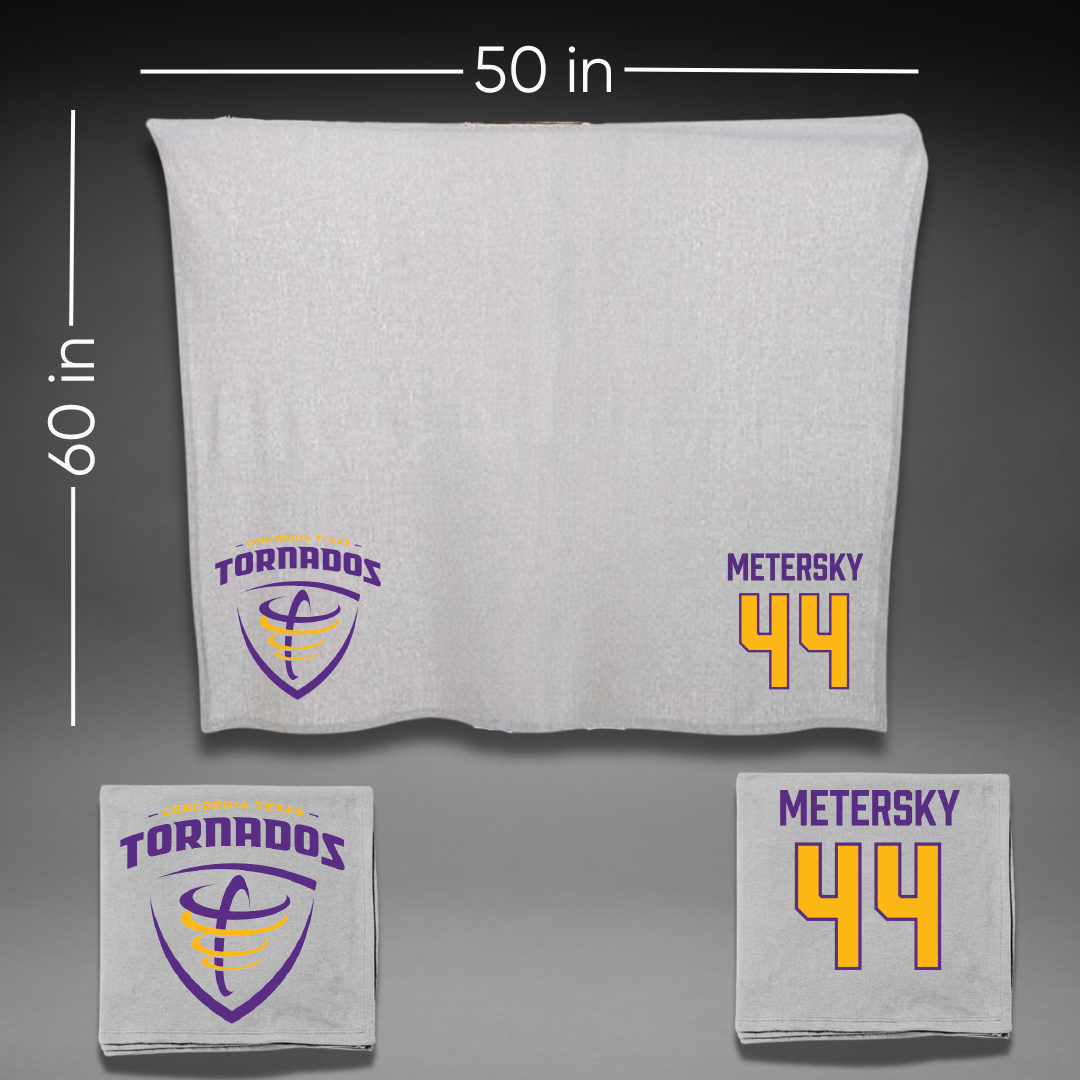 Concordia University (Texas) Baseball Gray Blanket - #44 Gavriel Metersky