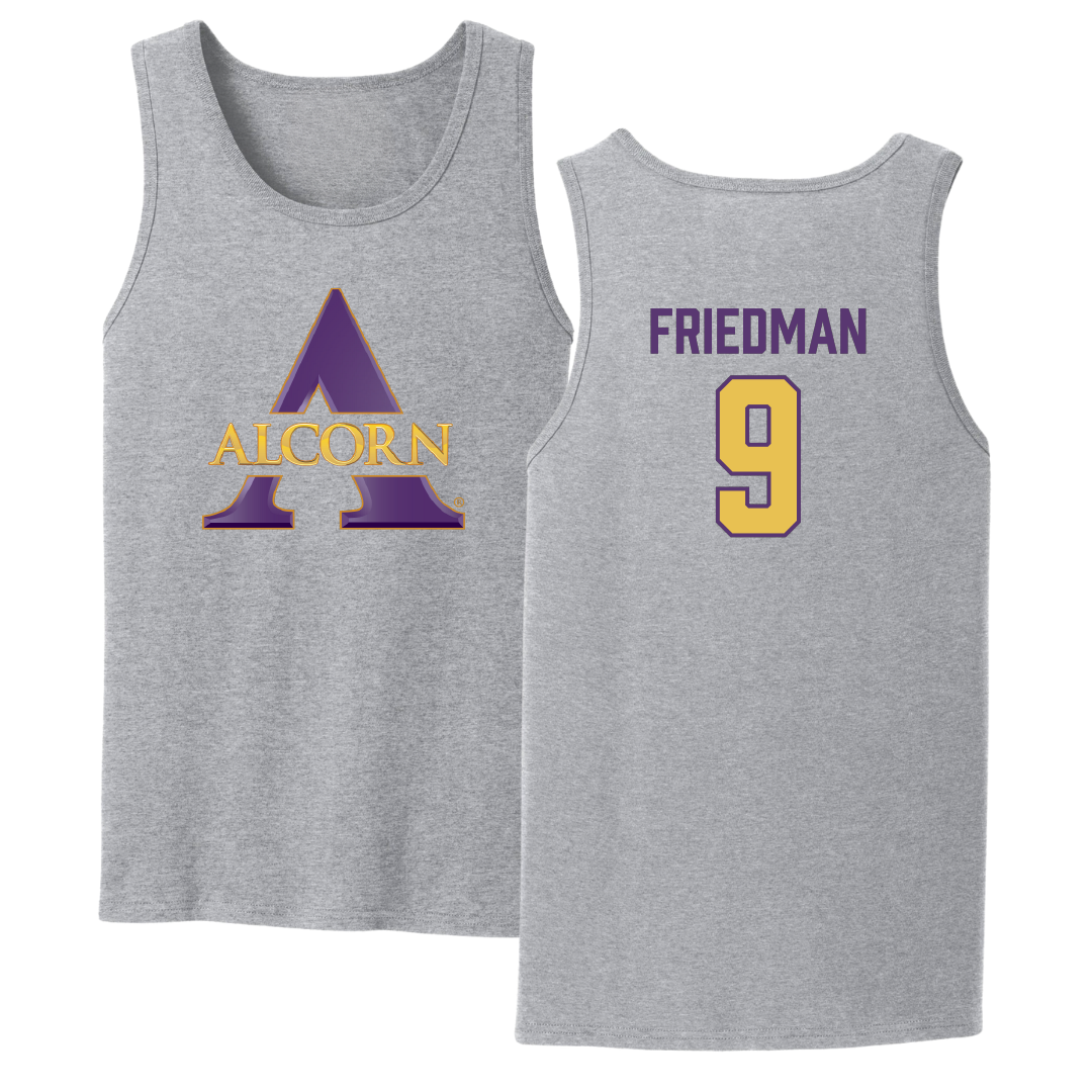 Alcorn State University Baseball Sport Gray Tank Top - #9 Asher Friedman