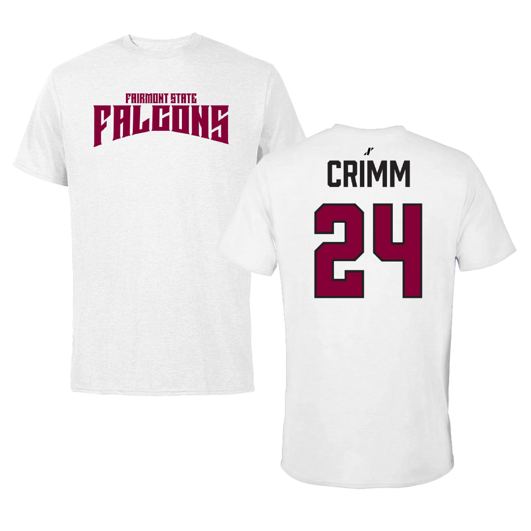 Fairmont State University Softball White Classic Performance Tee - #24 Lillie Crimm