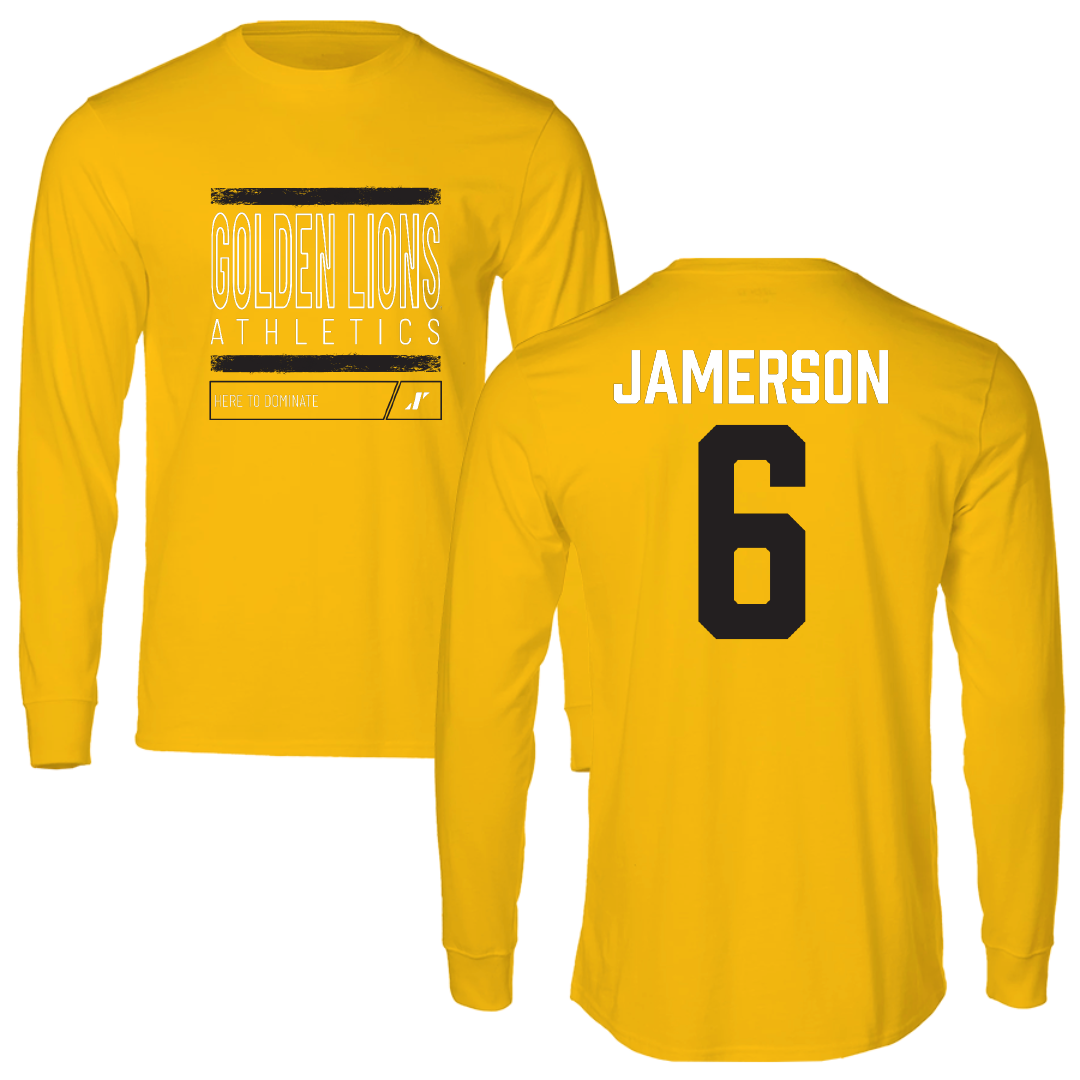 University of Arkansas-Pine Bluff Football Gold Dominate Performance Long Sleeve - #6 Michael Jamerson