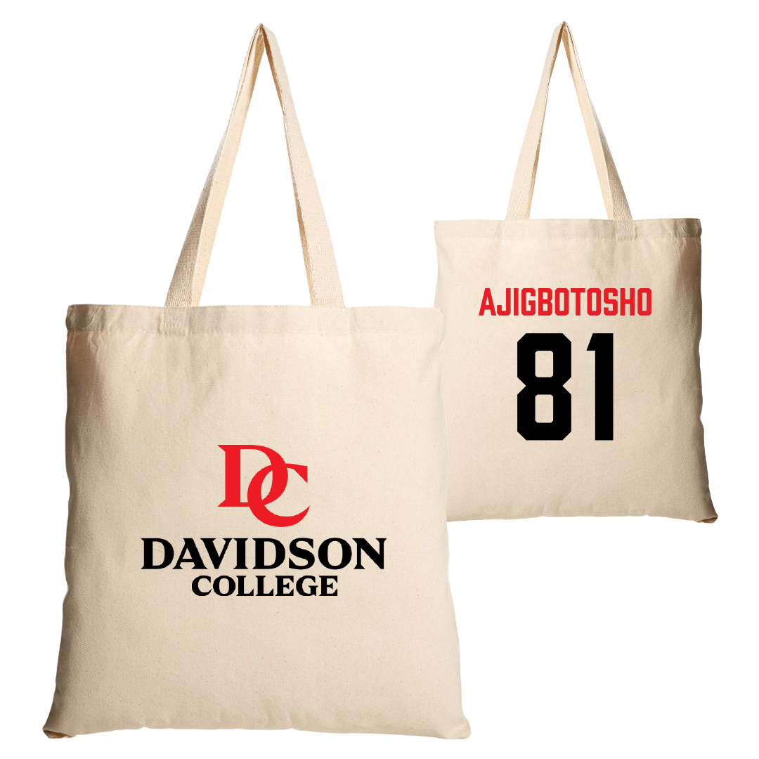 Davidson College Football Tan Canvas Tote Bag - #81 Alani Ajigbotosho