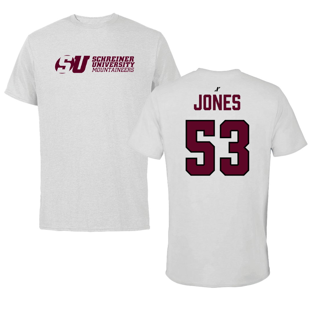 Schreiner University Football Light Gray Performance Tee - #53 Ethan Jones