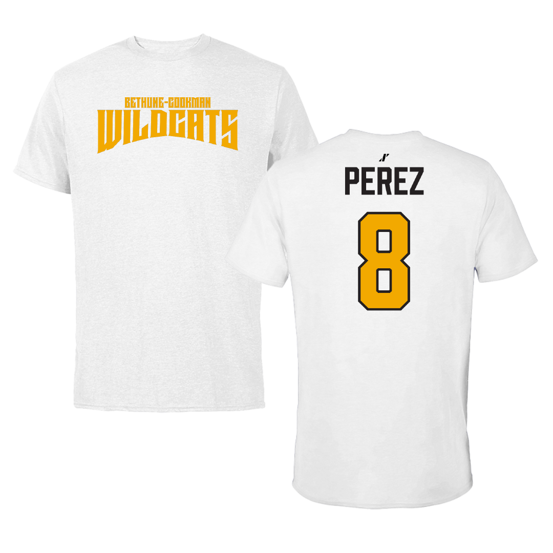 Bethune-Cookman University Baseball White Classic Performance Tee - #8 Frank Perez