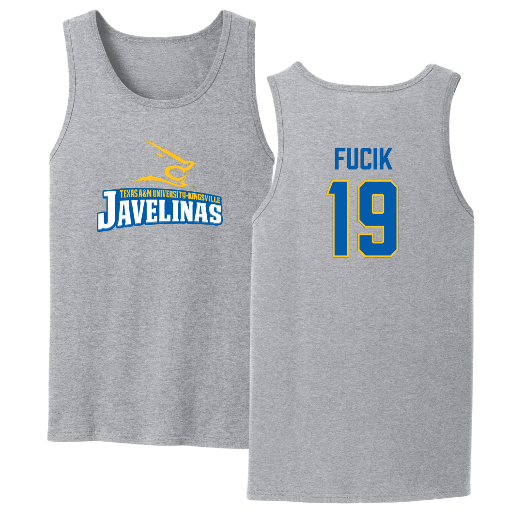 Texas A&M University-Kingsville Football Sport Gray Tank Top - #19 Bryce Fucik