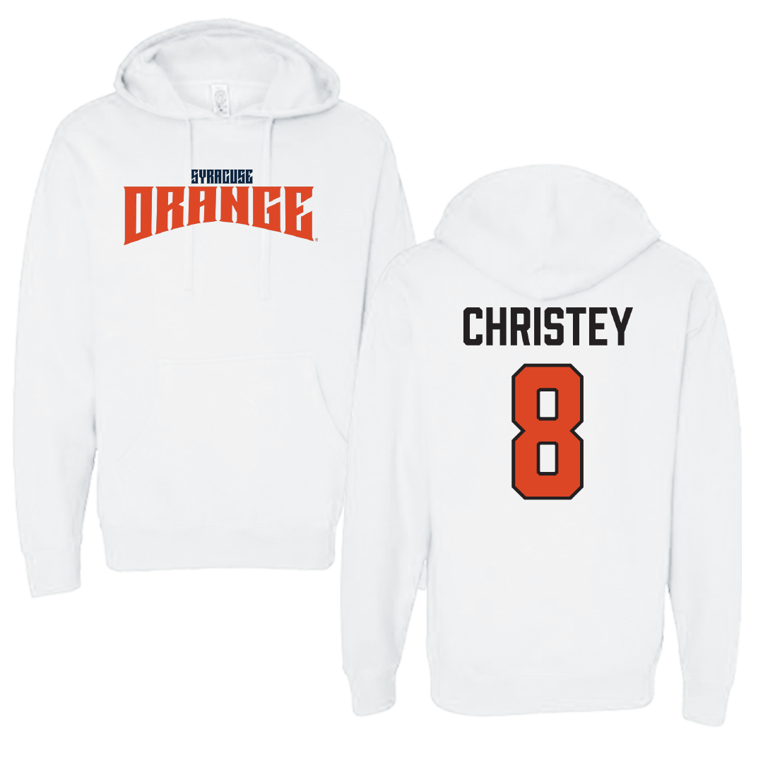 Syracuse University Soccer White Classic Hoodie - #8 Quentin Christey