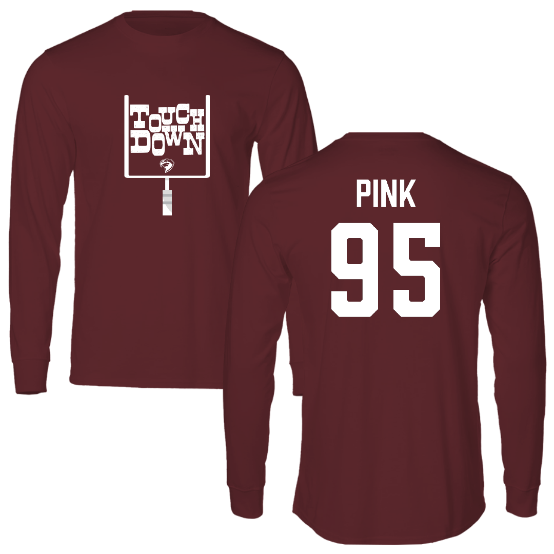 Fairmont State University Football Maroon Touchdown Long Sleeve - #95 Jamel Pink