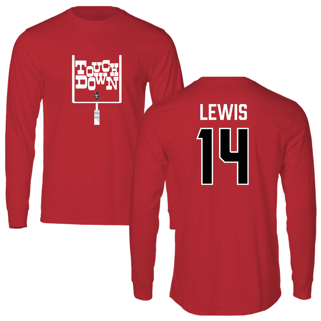 Austin Peay State University Football Red Touchdown Long Sleeve - #14 Christian Lewis