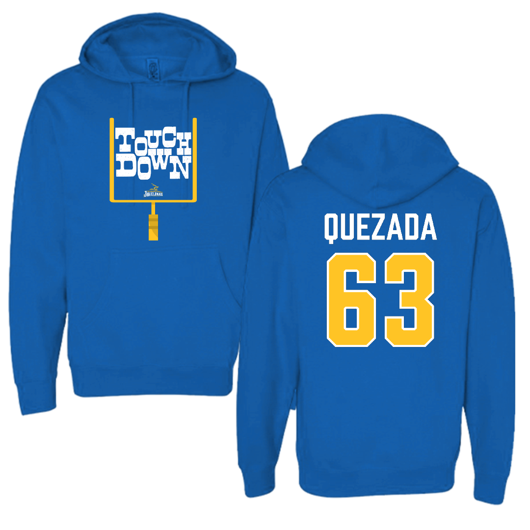 Texas A&M University-Kingsville Football Blue Touchdown Hoodie - #63 Juan Quezada