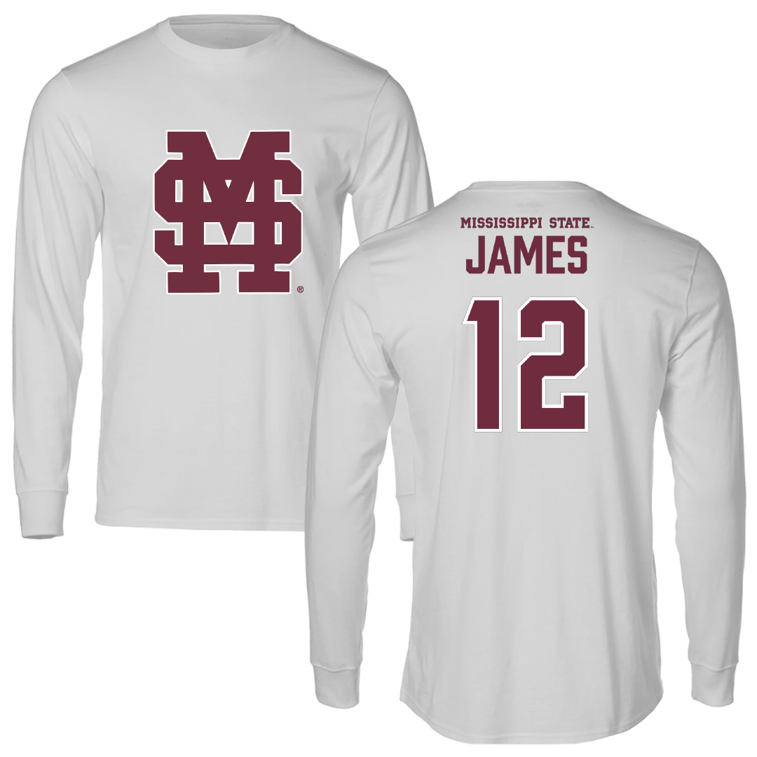 Mississippi State University Baseball Light Gray Baseball Long Sleeve - #12 Chone James