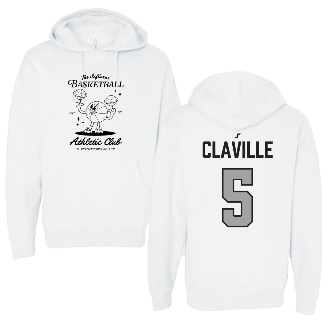 Basketball (M) White Influxer Athletic Club Hoodie - #5 Ethan Claville
