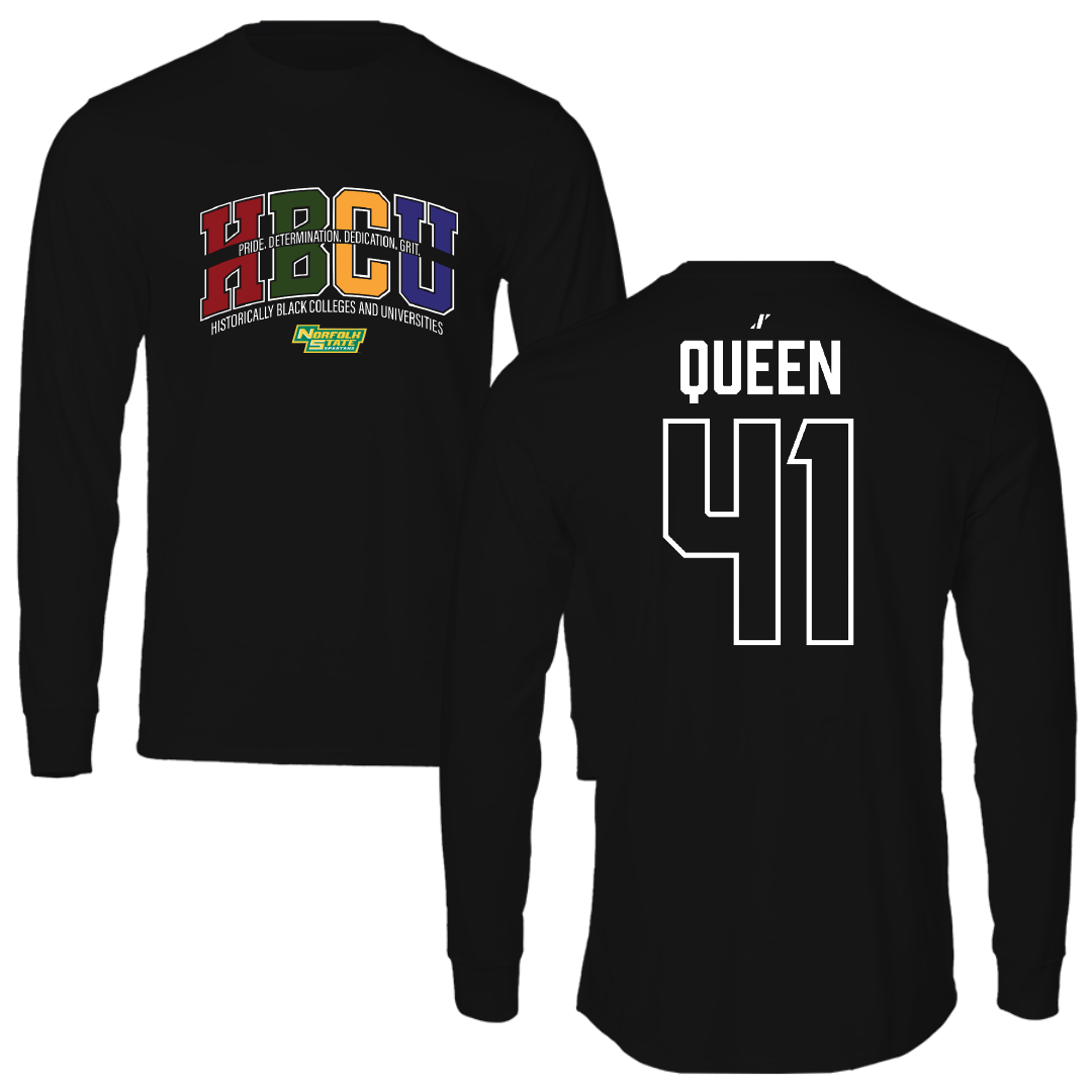 Norfolk State University Baseball Black HBCU Performance Long Sleeve - #41 Kydese Queen