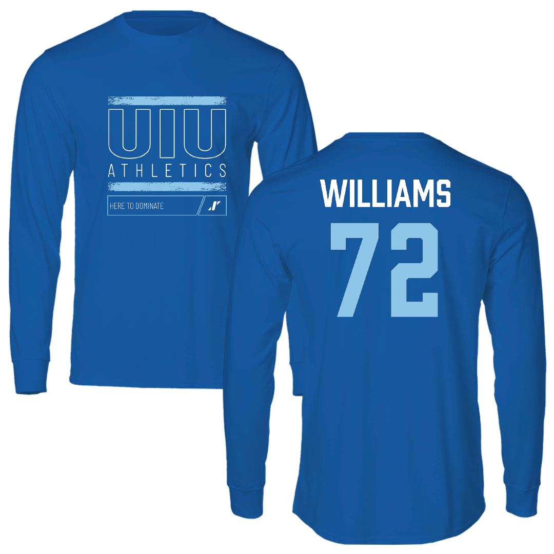 Upper Iowa University Football Blue Dominate Performance Long Sleeve - #72 Caleb Williams